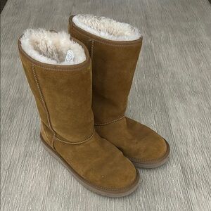 Brown Suede Shearling Boots